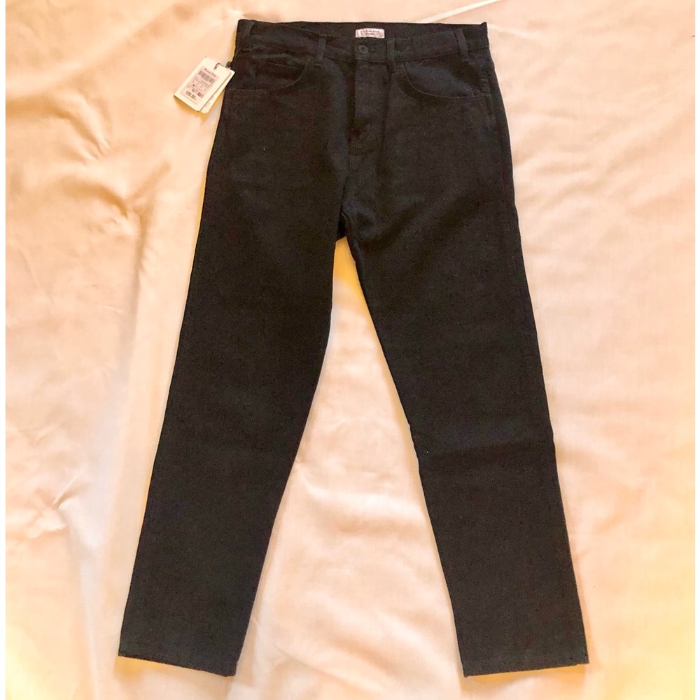 Massimo Dutti Straight Leg High Waist Jeans Black Size 30